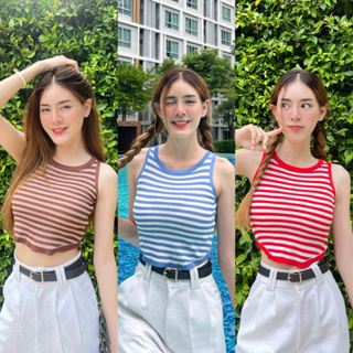 🌈 SpinnyHouse 🌈เสื้อกล้าม ชายโค้ง คอกลมแขนกุด งานตามหา งานกระแสกล้ามครอปผ้าไหมพรมงานนี้พลาดไม่ได้ ไม่ไหวจะปัง รุ่น มิลลิ