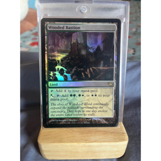 การ์ด MTG Wooded Bastion Foil Land Magic the Gathering EDH รุ่น SHM สภาพ Ex-Nm