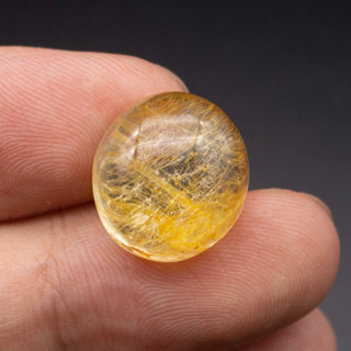 พลอยไหมทอง(Rutile Quartz) ไหมแน่น สีทองสวย หนัก 18.71 กะรัต พลอยแท้ จากประเทศบราซิล