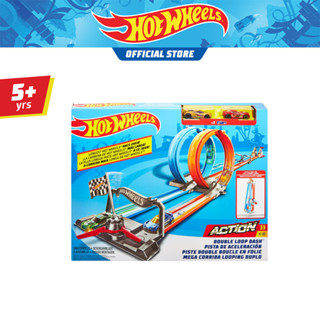 Hot Wheels Double Loop Dash Trackset (GFH85) - ฮอตวิล ชุดรางแข่งยกระดับ โมเดลรถ พาหนะจำลอง ของเล่นสะสม รถของเล่น