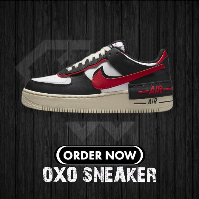 Nike Air Force 1 Low Shadow  Black and red ของแท้100%