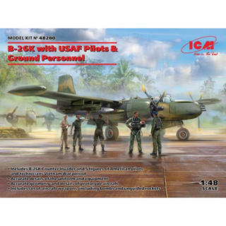 พลาสติก โมเดล ประกอบ ICM สเกล 1/48 B-26K with USAF Pilots &amp; Ground Personnel (48280)