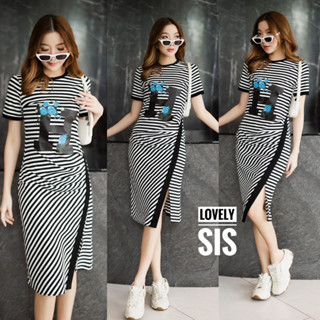 🌈🌿🌺🌼🌸🤎🧡🇰🇷Cotton Stripe Plain Screen Rim Slant Dress