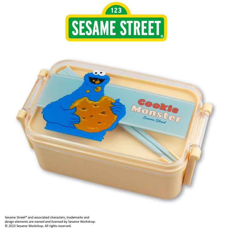 กล่องข้าวพร้อมตะเกียบ ลาย Sesame Street (Cookie Monster) ขนาด 10.2 x 18 x 7 ซม.