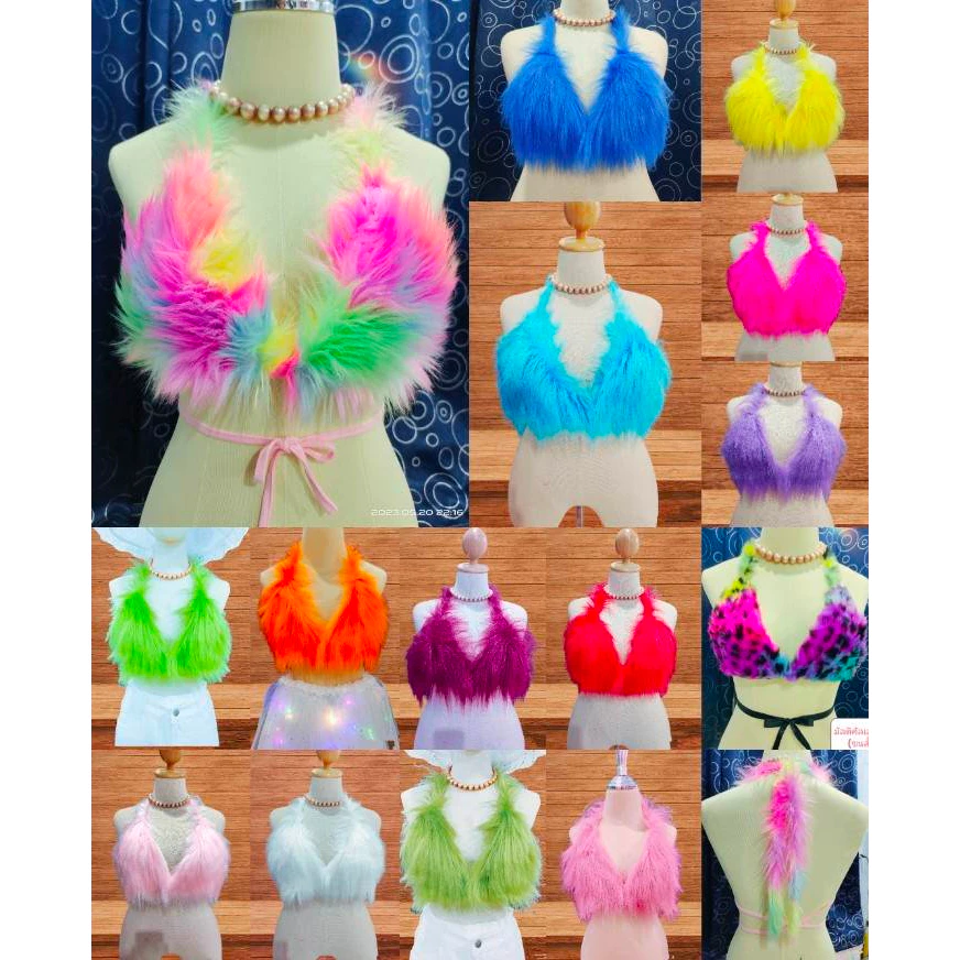 🍊🍊Sale...เสื้อครอปบิกินี่ขนฟูขนมิ้งค์ ต้อนรับSummer 🍊🍊