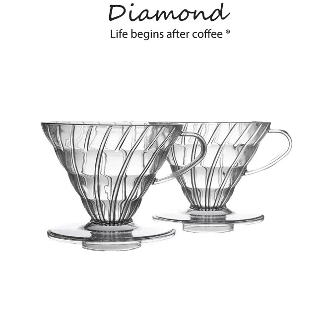 ❤ Diamond Coffee ดริปเปอร์ V60 พลาสติก สแตนเลส แท้จากญี่ปุ่น กรวยดริปกาแฟ 1-4 ถ้วย V60 Plastic Dripper