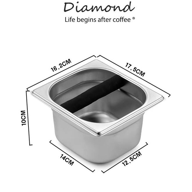 ❤ Diamond Coffee ที่เคาะกากกาแฟ แบบสเตนเลส  ความลึก 10ซม  ถังเคาะกาแฟ