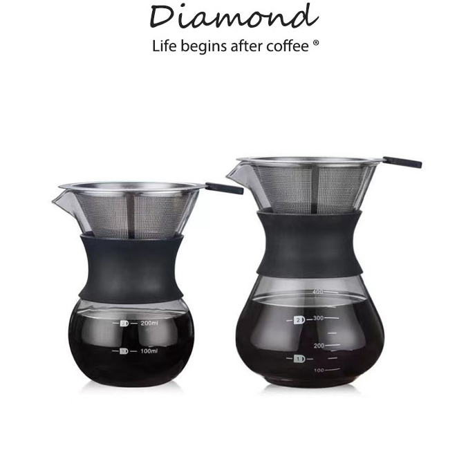 ❤ Diamond Coffee เหยือกดริปกาแฟ ฟรี ดริปเปอร์สแตนเลส 400ml