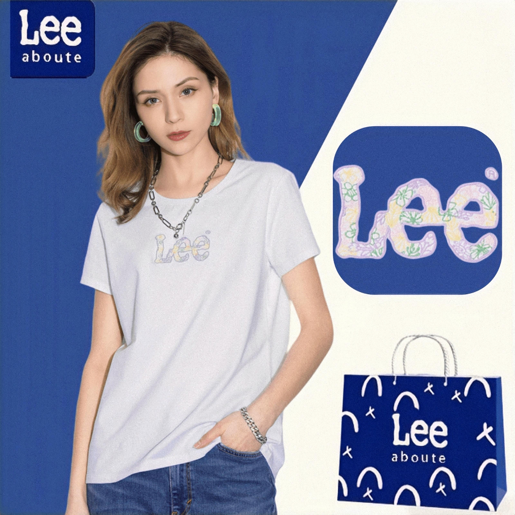 Lee® เสื้อยืดคอกลมแขนสั้น สไตล์พื้นฐาน#PINK Lee เสื้อยืดผู้หญิง เสื้อยืดผ้าฝ้ายคู่รัก # สีขาว รุ่น #