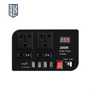 300W ปลั๊กจุดบุหรี่ Smart Power Inverter DC 12V to AC 220V 50Hz w/4 USB 5v4.1a Ports 4 AC Outlets