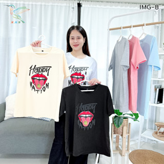 4000 IMG-8# เสื้อยืด สกรีนลายปาก ผ้าคอตตอนผสม เนื้อผ้าดี