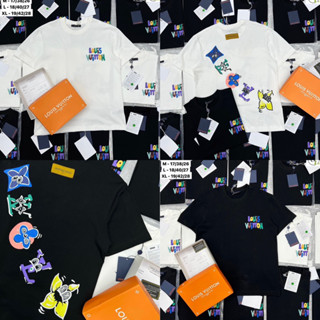 เสื้อยืดแขนสั้นคอกลมพิมพ์ลาย 🏷️ Louis Vuitton Monogram 🖤🤍 Hiend 1:1 ผ้า cotton