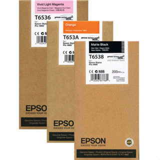 ตลับหมึก EPSON T6538 Matte Black / T6536 Vivid Light Magenta / T653A Orange ( 200ml )