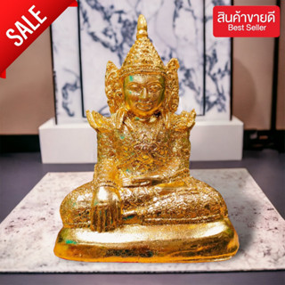 MOL[99]พระมหามัยมุนี (มะฮาเมียะมุนี) สีปิดทอง ขนาดหน้าตัก5นิ้ว สูง26 ซม. เนื้อเรซิ่นพรีเมี่ยม บูชาช่วยด้านความสำเร็จ