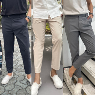 (Paul) กางเกงขา 5 ส่วน ทรงสมาร์ทผ้าสะท้อนน้ำ ยืดหยุ่นสวมใส่สบาย Perfect Ankle pants with 4 way stretch