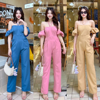 Jumsuit Y  สายเกา สายหวาน สายน้ำตาล ต้องตัวนี้เลยจ้า จั๊มสูทเปิดไหล่ แต่งแขนตกน่ารักๆ