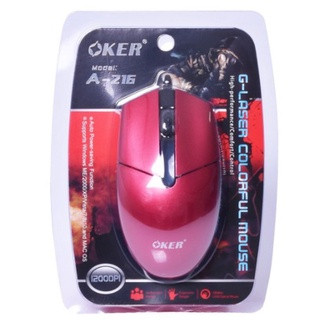 Mouse USB Optical OKER A-216 GLASER COLORFUL เม้าส์มีสาย