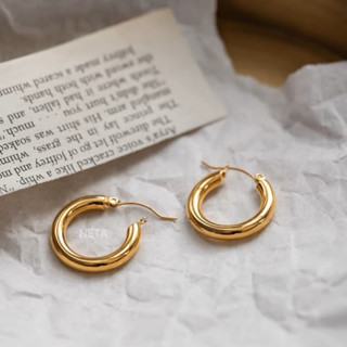 ต่างหูห่วงสีทอง Classic Gold Hoop Earrings