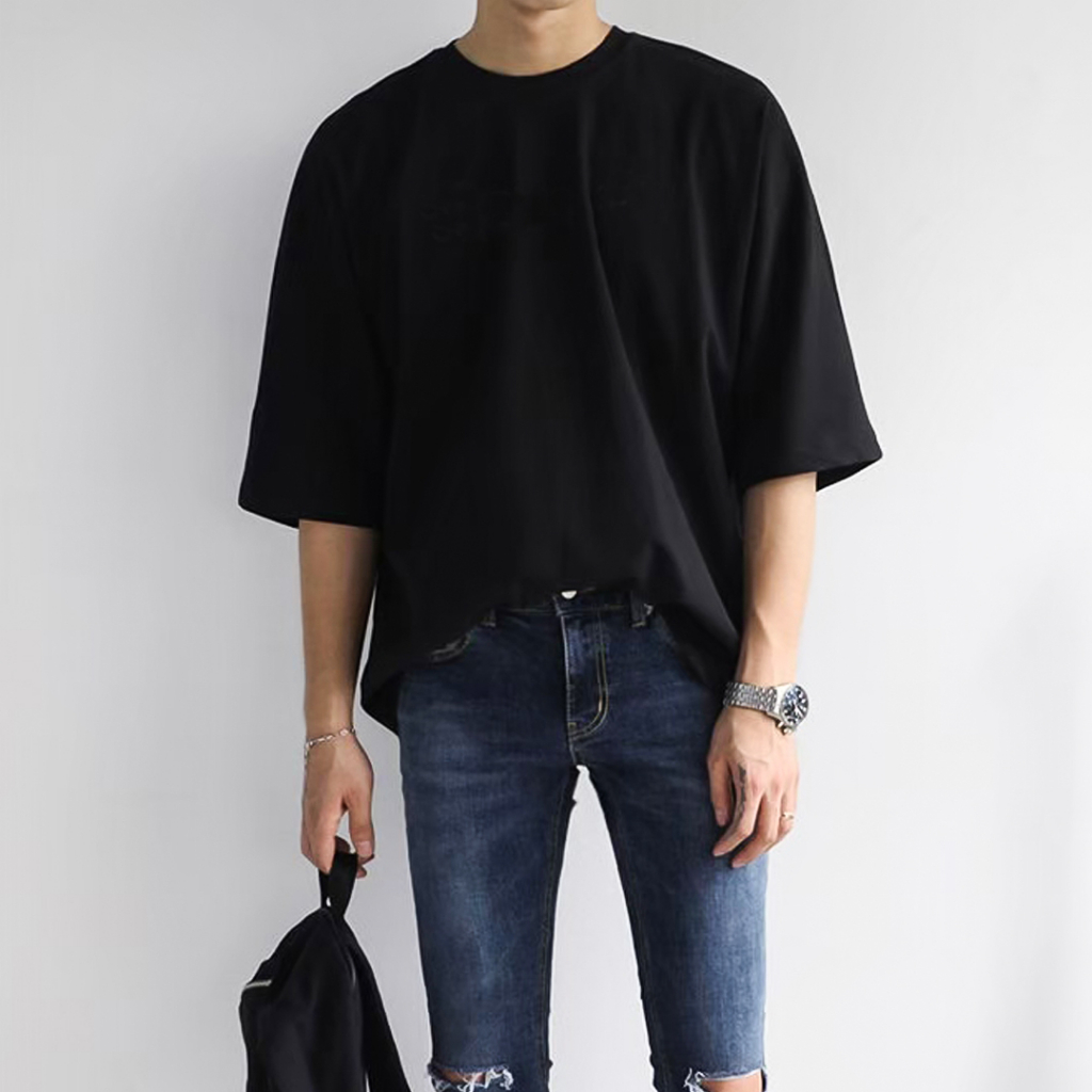Just Say Bad ® เสื้อสีพื้น Oversize Long คอกลม แนวสตรีท รุ่น Basic Tee สีดำ ขาว ชมพู