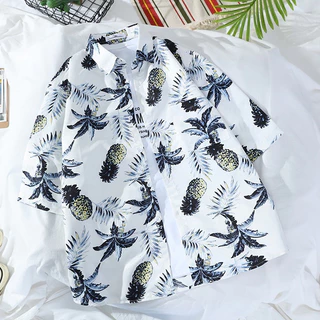 เสื้อฮาวาย hawaii เสื้อเชิ้ตฮาวายแขนสั้นพิมพ์ลาย เสื้อสงกรานต์ ฮาวายสไตล์เกาหลี ผ้านิ่มใส่สบาย ผ้าระบายอากาศ