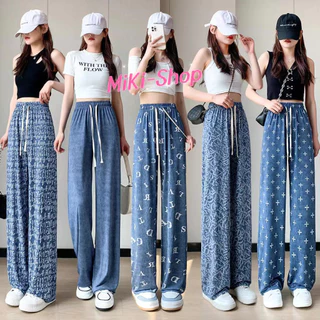 💕*Miki-Shop* พร้อมส่งกางเกงขายาวใส่สบายผ้านิ่มนุ่ม ลายยีนสีสวยสะดุดตา