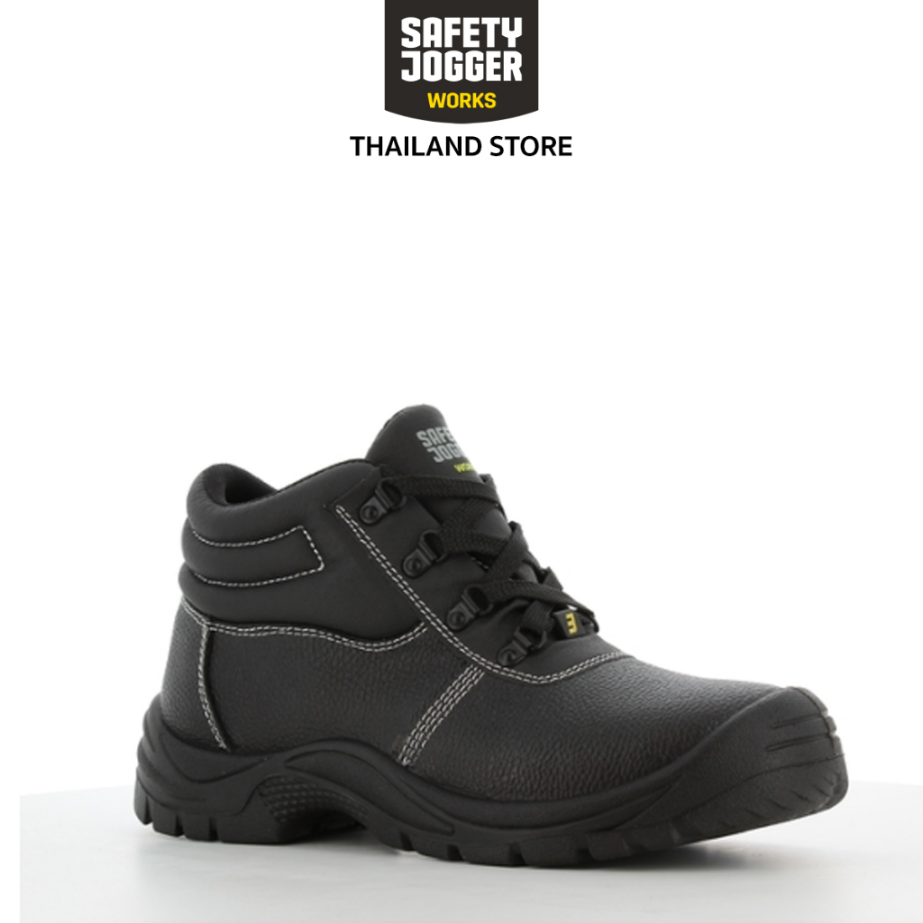 [ ลิขสิทธิ์แท้พร้อมส่ง ] Safety Jogger รุ่น SAFETYBOY S1P รองเท้าเซฟตี้หุ้มข้อ หัวเหล็ก แผ่นเหล็กกันทะลุ หนังแท้ สีดำ