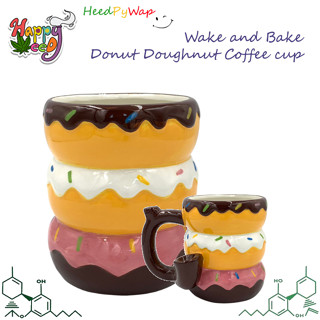 Donut Doughnut Coffee cup แก้ว แจกันแก้ว ไปป wake and bake