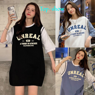 Top-show🔥พร้อมส่ง✨เสื้อยืด oversize เสื้อเกาหลี เสื้อบาสเกตบอล เสื้อยืดแขนสั้น เสื้อ 2 ชิ้นสไตล์เกาหลี เสื้อผ้าสาวอวบ