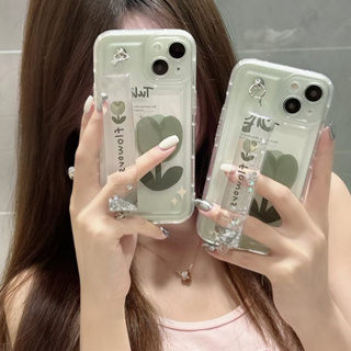 💕พร้อมส่ง💕iPhone 14 13 12 11 Pro Max เคส for เคสไอโฟน11 โปร่งใส บางเบาพกพาง่าย ดอกไม้ สไตล์เรียบง่าย สายรัดข้อมือ Case