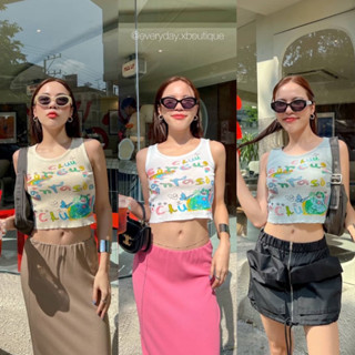 Chu crop top 🍋🥑🦋(320฿ฟรีส่ง) เสื้อกล้ามครอปผ้าknit สกรีนลาย น่ารักโซคิ้วท์สุดๆ ได้ฟิวสาวเกาหลีเกาใจเวอร์ vibe