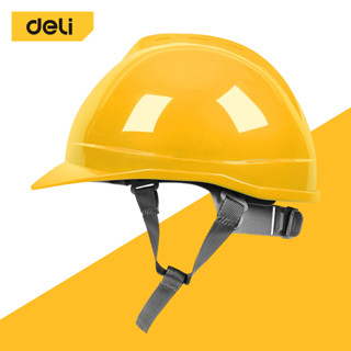 Deli หมวกนิรภัย หมวกเชฟตี้ พร้อมสายรัดเซฟตี้ปรับขนาดได้ ป้องกันอุบัติเหตุ Safety helmet