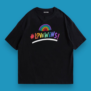 เสื้อยืด pride month ลาย love wins สีเทียน🌈💖