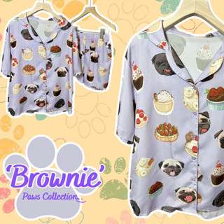 [มีโค้ดลด] Naptime ชุดนอนน่ารักครบเซท เสื้อ+กางเกง รุ่น "Brownie Purple " ผ้าไหมอิตาลีนุ่มใส่สบาย {Limited Edition}