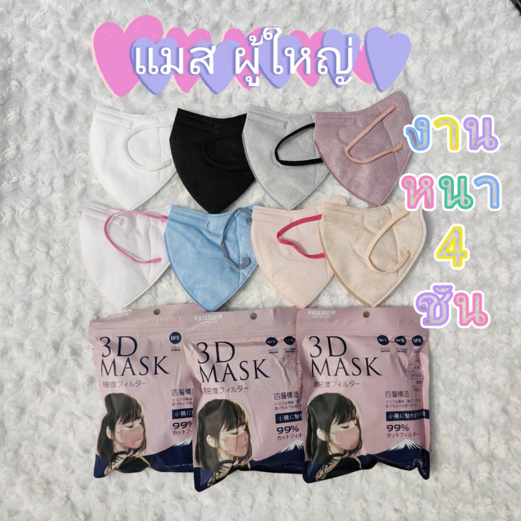 หน้ากากกันฝุ่น สำหรับผู้ใหญ่ หนา4ชั้น ใส่สบายไม่เจ็บหู สินค้าพร้อมส่งค่ะ