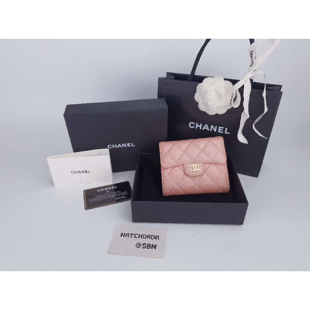 CHANEL WALLET TRIFOLD PINK CAVIAR GHW (HOLOGRAM 27)