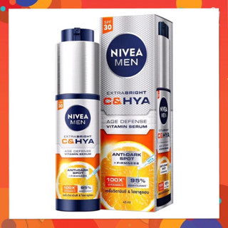 Nivea Men C&amp;Hya 45 ml นีเวีย เมน เอ็กซ์ตร้า ไบรท์ ซี แอนด์ ไฮยา เอจ ดีเฟนซ์ วิตามิน เซรั่ม เอสพีเอฟ30 45 มล.