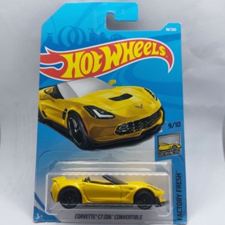 รถเหล็ก Hotwheels CORVETTE C7 Z06 CONVERTIBLE สีเหลือง (ib26)