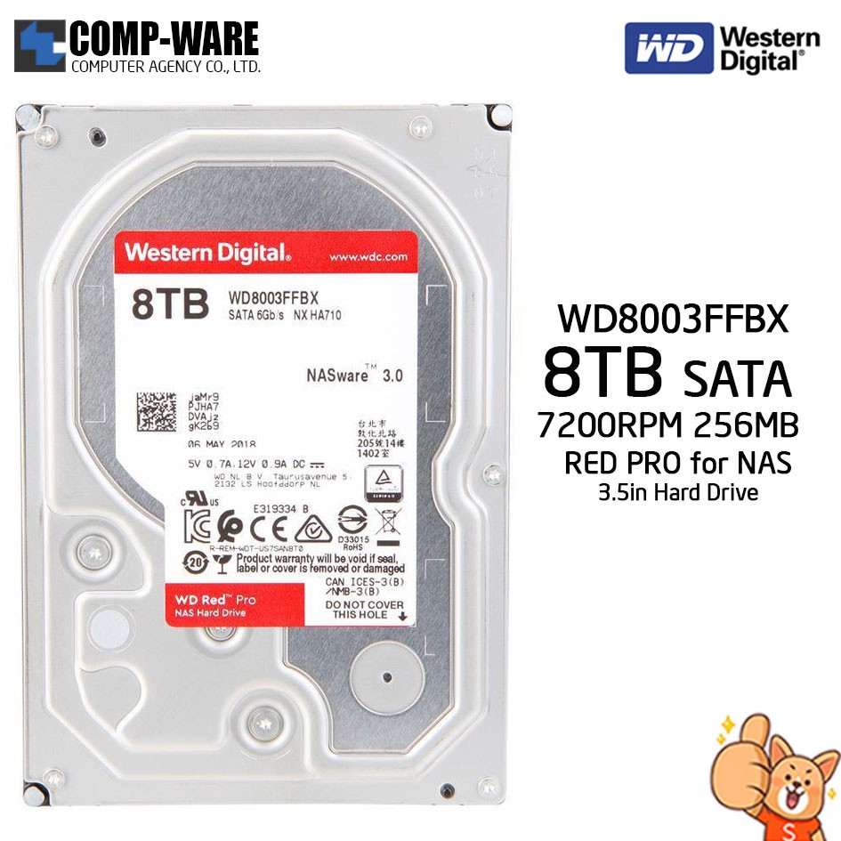 WD Red PRO 8TB NAS Hard Disk Drive - 7200RPM SATA 6Gb/s 256MB Cache 3.5Inch - WD8003FFBX - 5Y Warranty