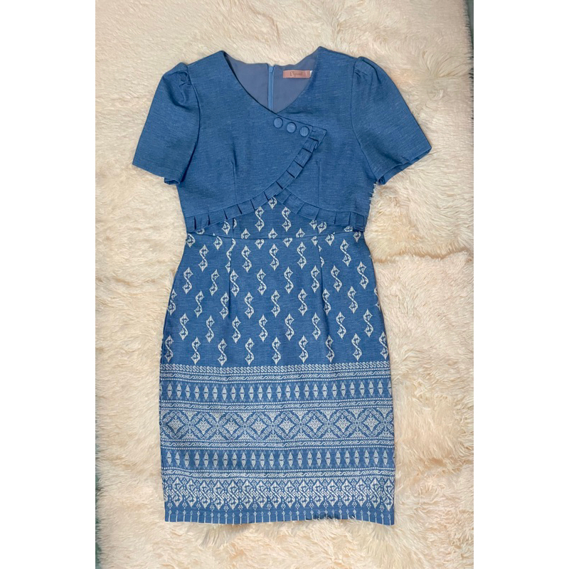 เดรสผ้าไทยพิมพ์ลาย ป้าย Elgrand