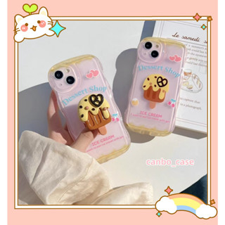 🎁ส่งของขวัญ🎁เคสไอโฟน สำหรับ 11 14 for iPhone Case 13 12 Pro Max  น่ารัก ไอศครีม พร้อมขาตั้ง กันกระแทก เคสนิ่ม เคสโทรศัพท