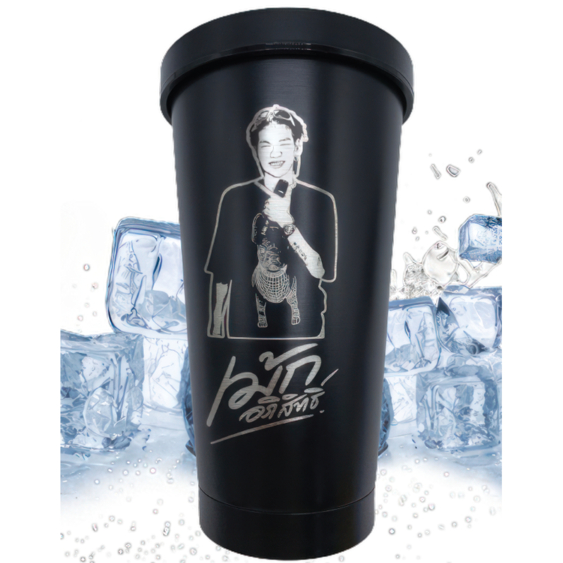 [เลเซอร์1ด้าน] แก้วเก็บอุณหภูมิ ทรงโคน 750ml ราคานี้รวมเลเซอร์เรียบร้อยจ้า