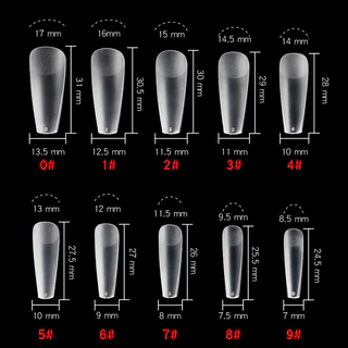 กล่องละ500ชิ้น ไซส์0-9 เล็บปลอม pvc บางเฉียบไร้รอย ขุ่นไม่ต้องขัด ไม่แตกหักง่าย ตัวทียาว หยดน้ำยาว แบบเหลี่ยม พร้อมส่ง