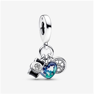 [พร้อมส่ง สินค้าแท้ 💯] Pandora Camera, Heart &amp; Compass Triple Dangle Charm