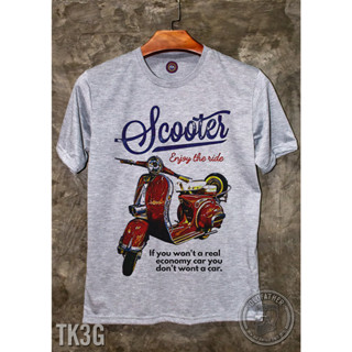 TK 3 เสื้อยืดคอกลมวินเทจ  สกรีนลาย VESPA Vintage ผ้า Tk สวมใส่สบาย ไม่หด ไม่ยืด ไม่ย้วย