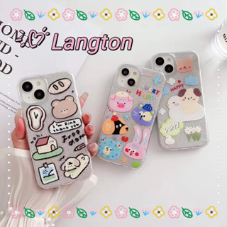 🌈Langton🌸 การ์ตูน ความคิดสร้างสรรค์ หมีน้อย iphone 11 14 pro max สาวน่ารักหัวใจ ลูกสุนัข case for iPhone 12 13