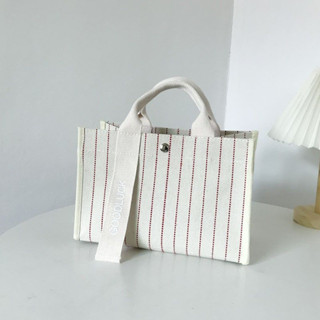 ใส่Notebook14 นิ้ว CANVAS BAG STRIPE  L007 กระดุมแป๊ก พร้อมสายสะพายยาว  ไม่มีดอกติดกระเป๋าไม้ให้นะคะ สินค้าพร้อมส่ง