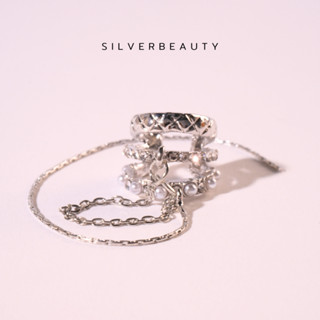 โค้ด SILV45  ลด45.- [EAR CUF] Silver beautyต่างหูเพชรห้อยระยิบระยับแฟชั่นCUF002