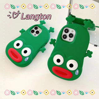 🌈Langton🌸ปากไส้กรอก กบ การ์ตูน iphone 11 14 pro max ความคิดสร้างสรรค์ แปลกๆ ตลก สีเขียว case for iPhone 12 13