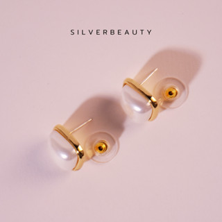 โค้ด SILV45ลด45.-  Silver beautyต่างหูสี่เหลี่ยมไข่มุกขอบเรียบE02903