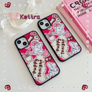 💜Kettra💜ลูกสุนัข ความคิดสร้างสรรค์ การ์ตูน iphone 11 14 pro max ขอบดำ ไม้กระถาง case for iPhone 12 13